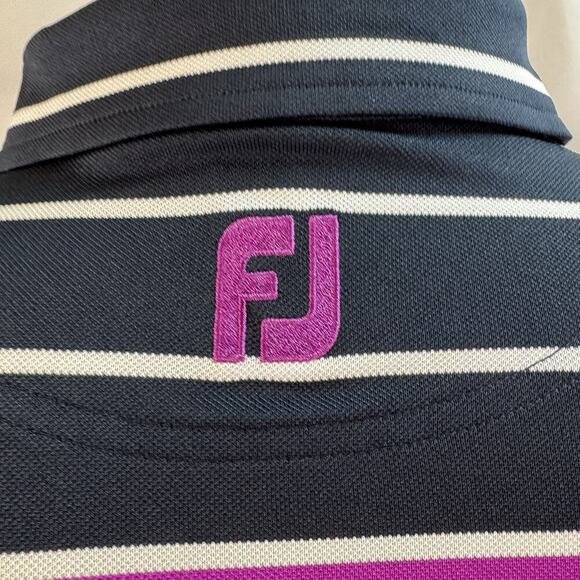 FootJoy Men's Short‎ Sleeve Blue Striped Polo Shirt Size M - Picture 3 of 8